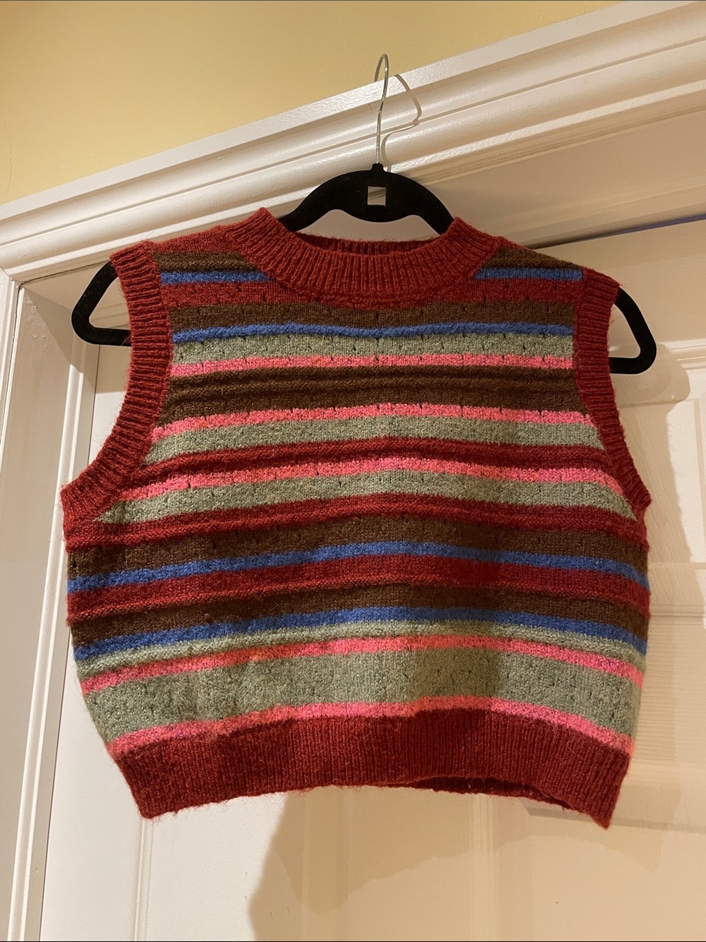 CIDER Multicolor Striped Cropped Sweater Vest Wool Blend Y2K Indie M